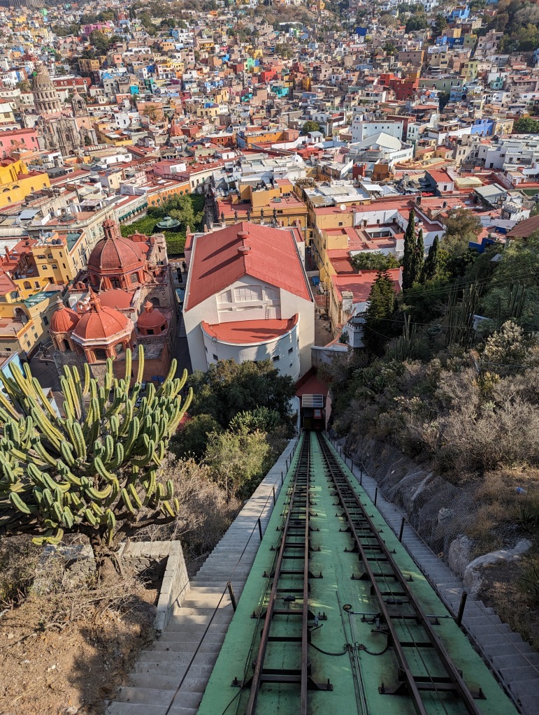 downwards view from Funicular of Guanajuato City